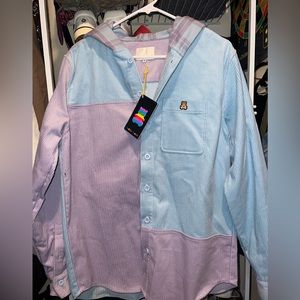Teddy Fresh Corduroy Color Block Button Up